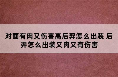 对面有肉又伤害高后羿怎么出装 后羿怎么出装又肉又有伤害